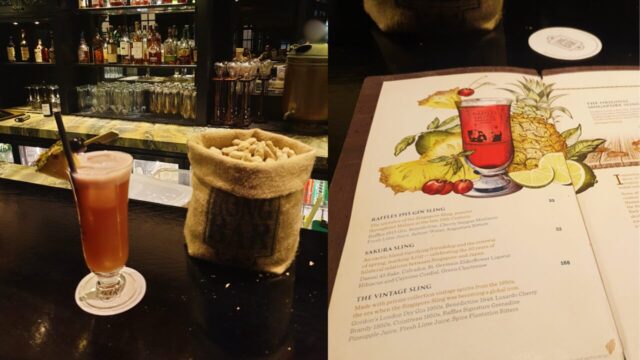 シンガポールのLong Barで優雅にお酒を嗜んでいる様子